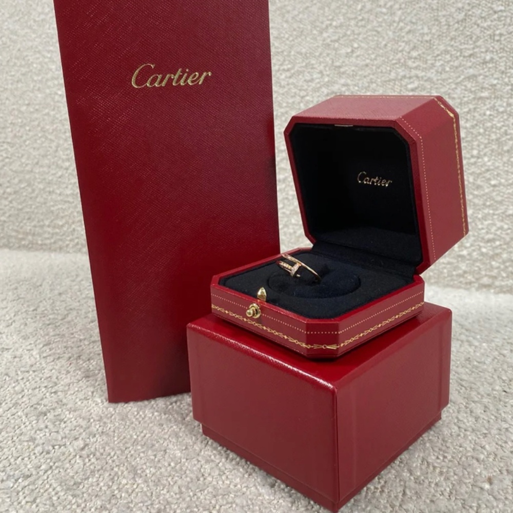 Authentic Cartier Juste Un Clou Ring Small Model Rose Gold with Diamonds Size 34